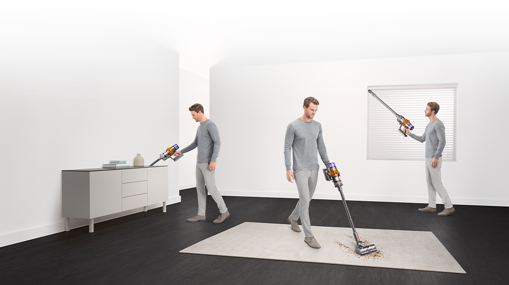 Man cleaning in various places around the home