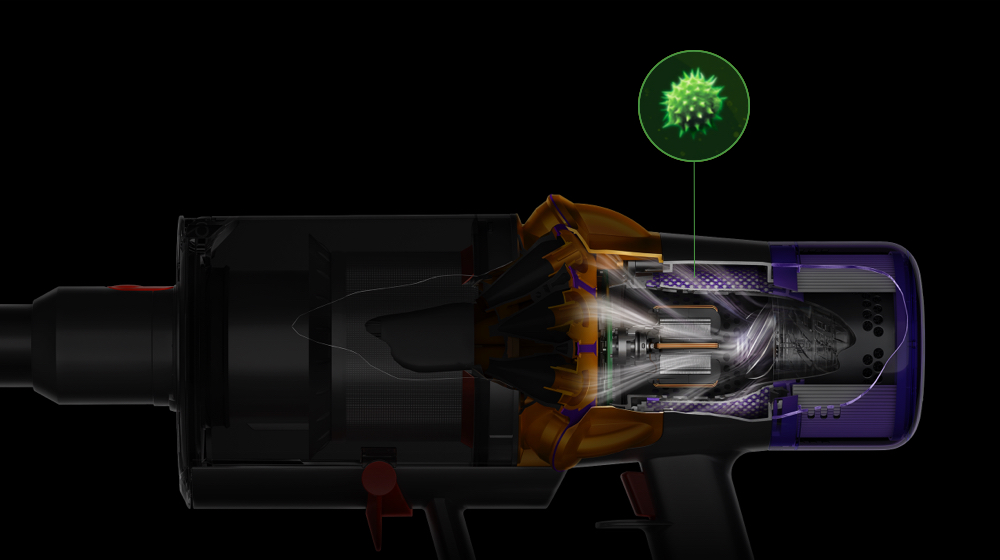 Cutaway of pre-motor filter